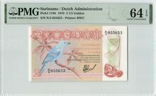 Suriname 2½ Gulden 1978 Pick 118b PMG Choice UNC 64 EPQ Obverse