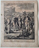 Antieke gravure Moses stelt Joshua aan als opvolger 1754 Ottens Amsterdam
