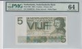 NETHERLANDS P.90b - 5 Gulden 1966 PMG 64