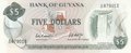 GUYANA-P.22c-5-Dollars-ND-1966-92-UNC