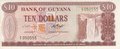GUYANA-P.23a-10-Dollars-ND-1966-92-AU