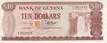 GUYANA P.23a - 10 Dollars ND 1966-92 AU