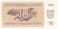 LITHUANIA-P.40a-10-Talonas-1992-UNC