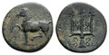 Caria-Mylasa. Circa-210-30-BC.-Æ-13mm-1.61-g.-Horse-Trident