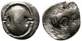 Boeotia-Thespiai. Early-mid-4th-century-BC.-AR-Obol-10mm-0.54-g.-Boeotian-shield