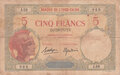 FRENCH-SOMALILAND-P.6b-5-Francs-ND-1926-38-Fine