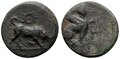 Caria-Kaunos. Circa-350-300-BC.-Æ-12mm-1.03-g.-Bull