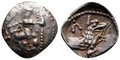 Lycaonia-Laranda. Circa-324-3-BC.-AR-Obol-10mm-0.44-g.-Wolf