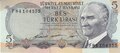 TURKEY-P.179-5-Lira-L.1930-(1968)-UNC