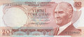 TURKEY-P.187b-20-Lira-L.1970-(1974)-UNC