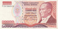 TURKEY-P.201b-20.000-Lira-L.1970-(1988)-UNC