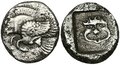 Ionia-Klazomenai. Circa-480-400-BC.-AR-Obol-10mm-0.84-g.-Gorgoneion