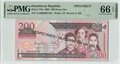 DOMINICAN-REPUBLIC-P.178s-200-Pesos-Oro-2007-Specimen-PMG-66-EPQ