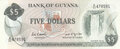 GUYANA-P.22e-5-Dollars-ND-1989-UNC