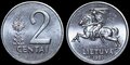 LITHUANIA-KM.86-2-Centai-1991-UNC